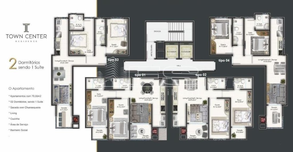 5058 - Town Center, 2 dormitórios, Morretes, Itapema - SC