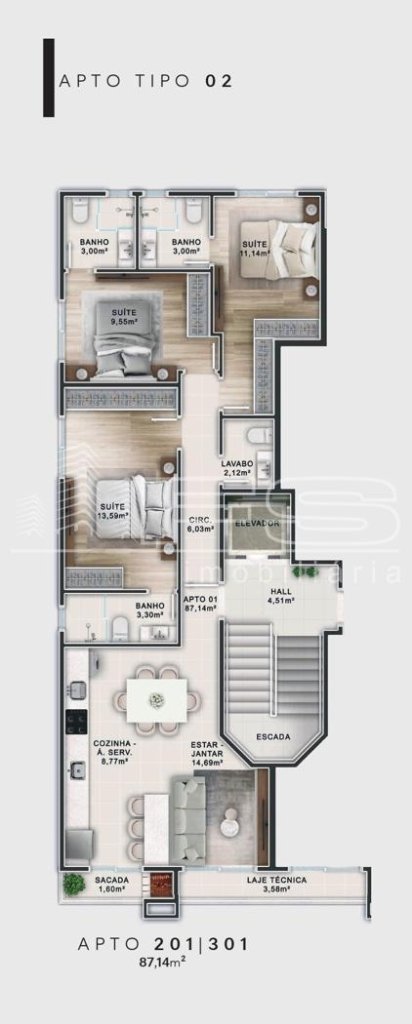 Vref5081 4 5081 - Eleganza Residence, 3 suítes na Praia Grande em Governador Celso Ramos - SC