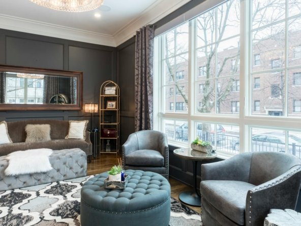 Round Tufted Gray Ottoman